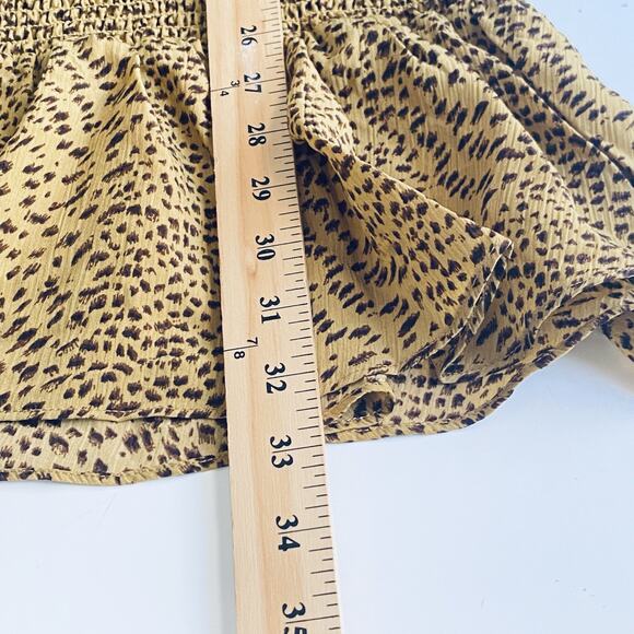 Elliatt Dress XL Leopard Print Smocked Babydoll Puff Sleeve Ruffle Low Back Mini - Picture 6 of 9